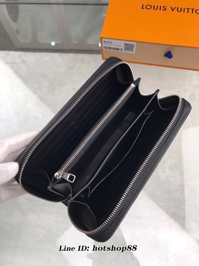 路易威登LV錢包 M62465 LV黑色小牛皮大號男士手拿長錢包 錢夾 xxlv2298